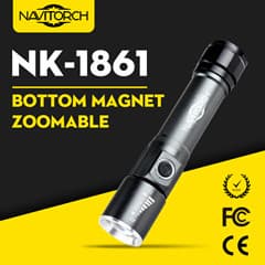 Zoomable Bottom Magnet Rechargeable LED Flashlight _NK_1861_